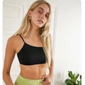 NEW Urban Outfitters Out from Under One Shoulder Ribbed Bra Top Black